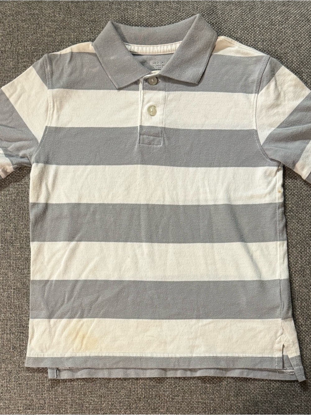 Cherokee Gray and White Striped Polo Shirt Size Small